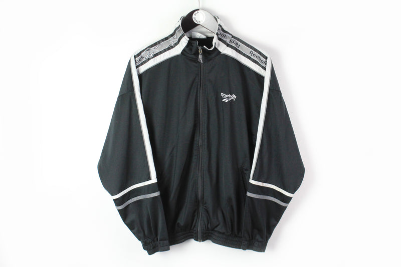 Vintage Reebok Track Jacket Small black 90s windbreaker sport style streetwear 