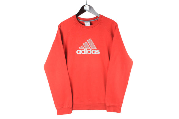 Vintage Adidas Sweatshirt red big logo 00s crewneck sport jumper authentic style