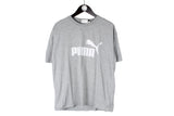 Vintage Puma T-Shirt Medium size men's short sleeve cotton top sport rare retro authentic athletic big logo streetwear old school oversize gray tee crewneck