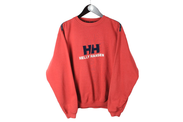 Vintage Helly Hansen Sweatshirt Medium red big logo 90's crewneck cotton jumper