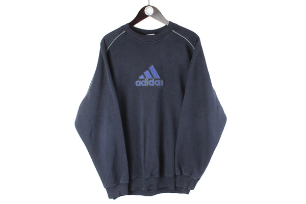 Vintage Adidas Sweatshirt navy blue big logo 90s retro crewneck sport style jumper
