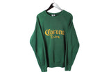Vintage Corona Extra Lee Sweatshirt Large / XLarge made in USA 90's crewneck sport jumper green cotton retro style big logo beer 