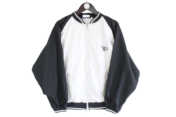 Vintage Reebok Track Jacket white black  small logo bomber style windbreaker 90s sportswear