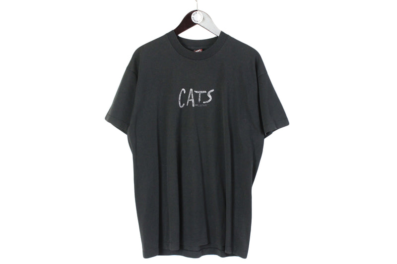 Vintage Cats T-Shirt Large / XLarge size men's unisez oversize black basic big logo classic 90's style USA black short sleeve tee summer top