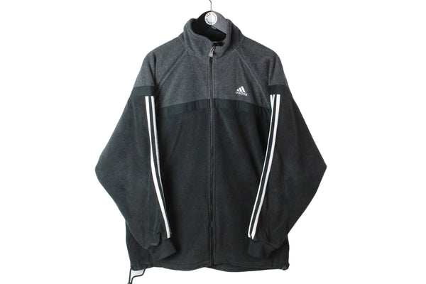 Vintage Adidas Fleece Full Zip Large / XLarge black oversize classic sport sweater 90s