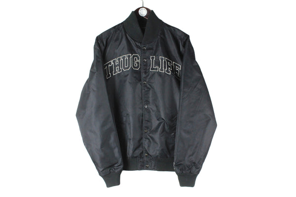 Vintage Thug Life Jacket Medium / Large black big logo hip hop 90s 00s retro USA bomber   2Pac, Big Syke, Mopreme, Stretch, Macadoshis, and The Rated R Volume I rap jacket