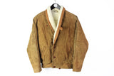 Vintage Suede Leather Jacket Small brown sherpa 90s western style coat