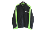 Vintage Kawasaki Fleece Full Zip  black green big logo racing 00s moto gp sweater