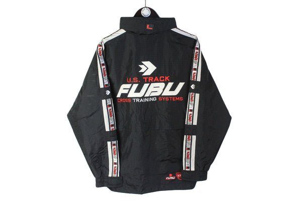 Vintage Fubu Jacket Small / Medium black big logo 90's sport style full zip windbreaker hip hop track 