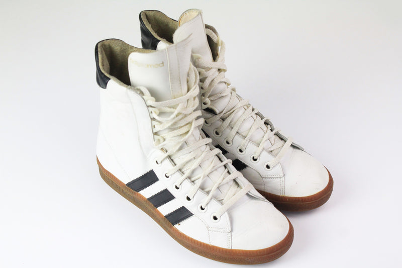Vintage Adidas Adipromed High Top Sneakers Women's UK 3 1/2 Hi top white black rare retro 70s 80s shoes