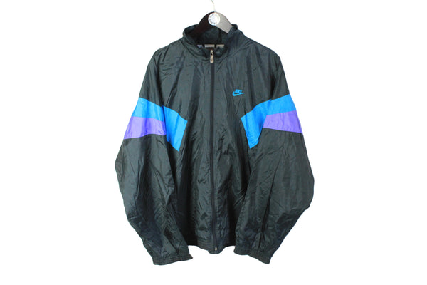 Vintage Nike Track Jacket XXLarge black 90's full zip sport windbreaker