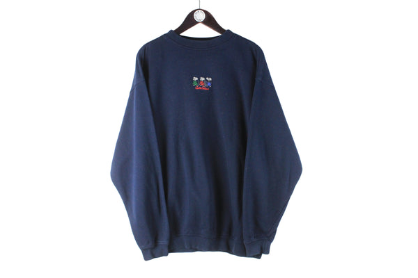 Vintage Carlo Colucci Sweatshirt XLarge navy blue embroidery mouse logo 90s retro crewneck jumper