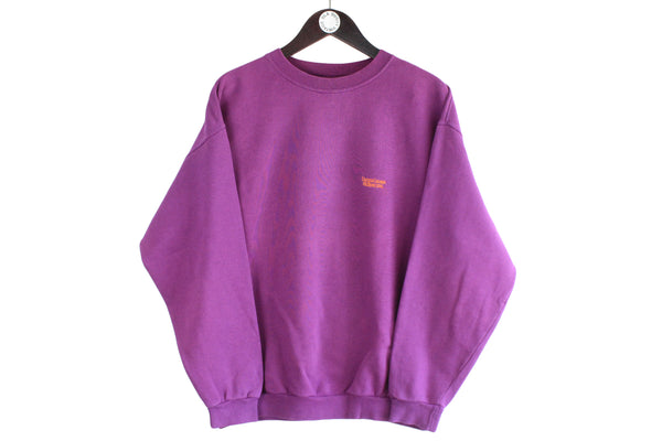 Vintage United Colors of Benetton Sweatshirt purple small logo 90s crewneck sport style made in Italy jumper