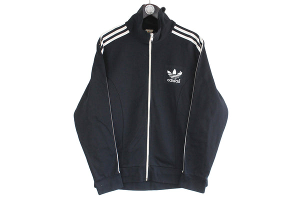 Vintage Adidas Track Jacket black 3 stripes 80s made in Thailand retro classic athletic windbreaker