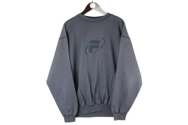 Vintage Fila Sweatshirt gray 90s crewneck sport jumper authentic big logo pullover