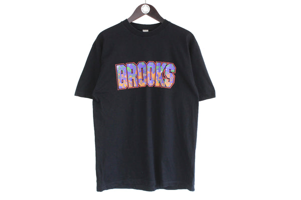 Vintage Brooks T-Shirt  black big logo 90s hip hop authentic retro USA style made in Norway oversize tee