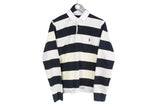 Vintage Ralph Lauren Rugby Shirt Medium size men's unisex collared sweatshirt striped classic long sleeve authentic 90's style jumper