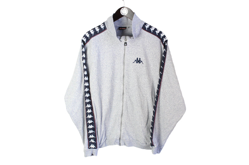 Vintage Kappa Tracksuit Large gray full strip logo 90's cotton jacket and sweatpants