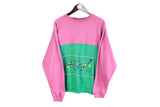 Vintage Sweatshirt Large size unisex retro bright multicolor sport pullover big logo long sleeve 90's style jumper 