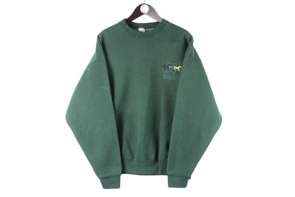 Vintage Idaho Sweatshirt green 90s retro crewneck sport jumper