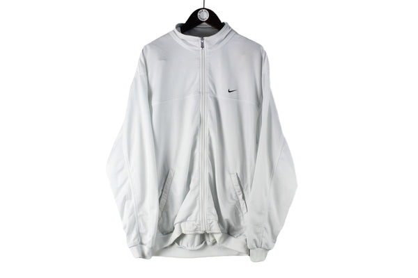 Vintage Nike Track Jacket Large white big logo 90s retro windbreaker sport style polyester cardigan