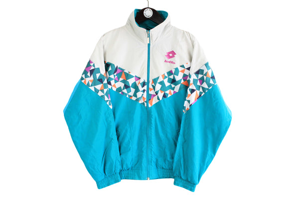 Vintage Lotto Track Jacket blue white tennis 90s windbreaker sport style light wear