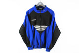 Vintage Adidas Track Jacket Small 90s blue black retro athletic sport jacket