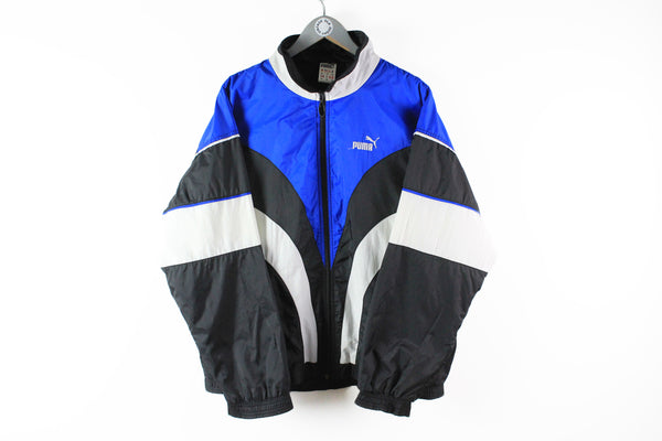 Vintage Puma Track Jacket Medium black blue 90s retro sport style jacket