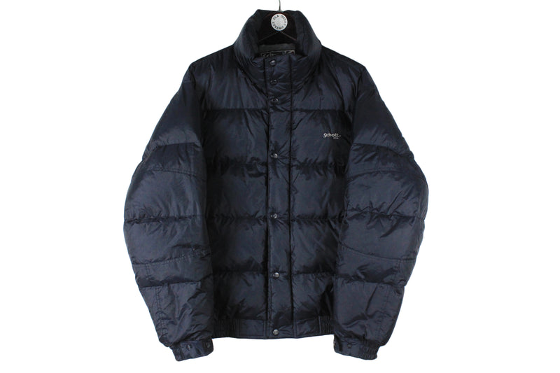 Vintage Schott Puffer Jacket Large size men's black full zip winter clothing warm wear 90's 80's style street wear outdoot rare retro hipster casual