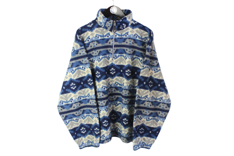Vintage Fleece 1/4 Zip XLarge blue gray 90's winter sweater