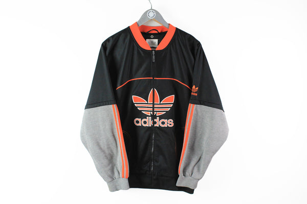 Vintage Adidas Track Jacket Large / XLarge big logo retro 90s bomber gray orange black sport rare jacket