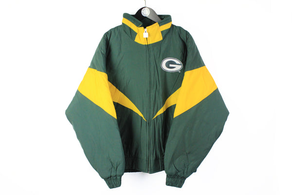 Vintage Packers Green Bay Jacket XLarge green yellow full zip puffer NFL football 90s jacket
