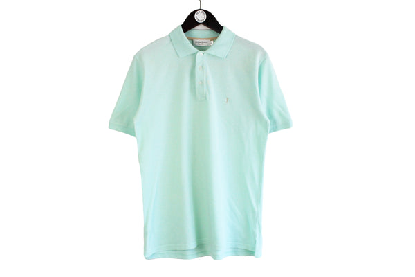 Vintage Yves Saint Laurent Polo T-Shirt  luxury retro style mint green color 90s authentic short sleeve polo top