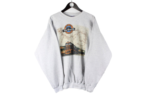 Vintage Rio Grande Main Line Railway Sweatshirt gray 90s big logo crewneck retro sport jumper