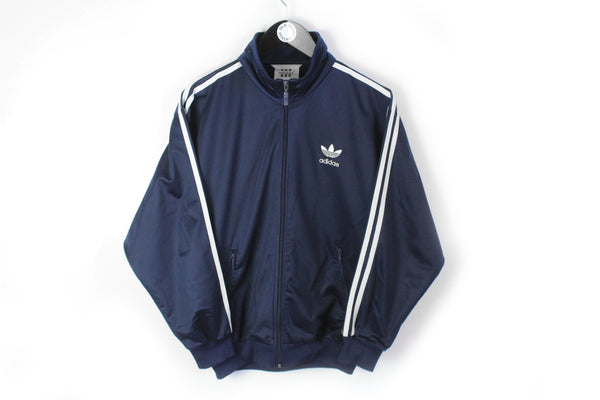Vintage Adidas Track Jacket Small navy blue 90's sport style windbreaker