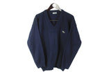 Vintage Lacoste Pullover Small blue v-neck sweater 90's 