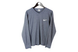 Vintage Nike Bootleg Long Sleeve T-Shirt Small gray crewneck sweatshirt 90's sport style jumper