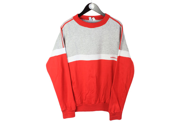 Vintage Adidas Sweatshirt Large / XLarge red gray 90's sport style jumper crewneck 