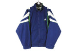 Vintage Adidas Track Jacket XLarge size men's retro blue sport wear full zip windbreaker 90's 80's style authentic athletic training running outfit unisex oversize classic logo basic suit