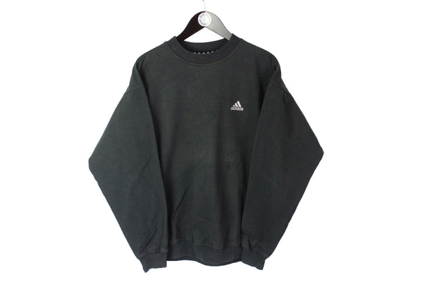 Vintage Adidas Sweatshirt Large black small logo 90's crewneck