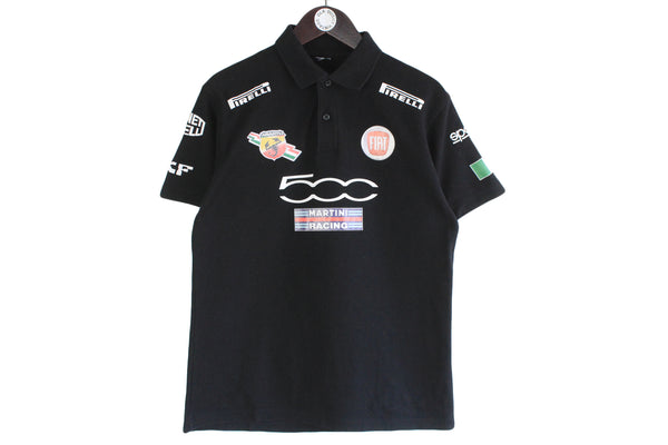 Martini Racing Fiat 500 Polo T-Shirt  black pirelli big logo Italian auto sport