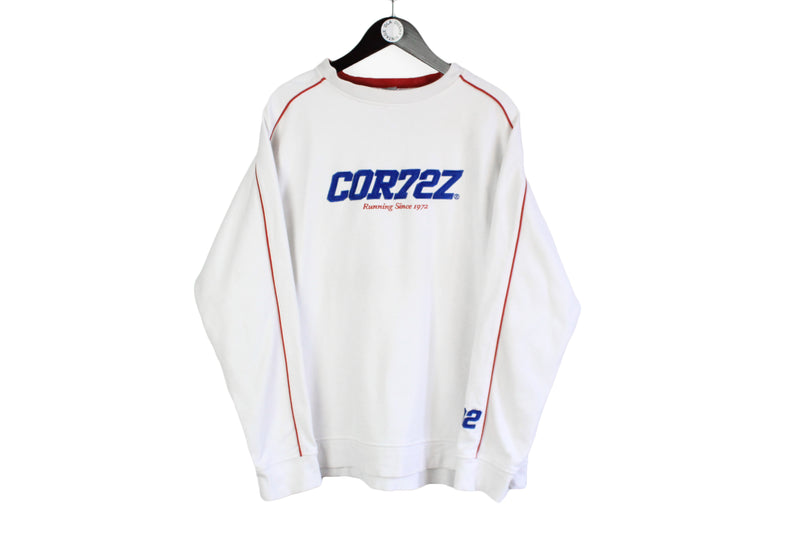 Vintage Nike Cortez Sweatshirt XLarge size white basic sport pullover big logo long sleeve authentic athletic 90's style USA brand