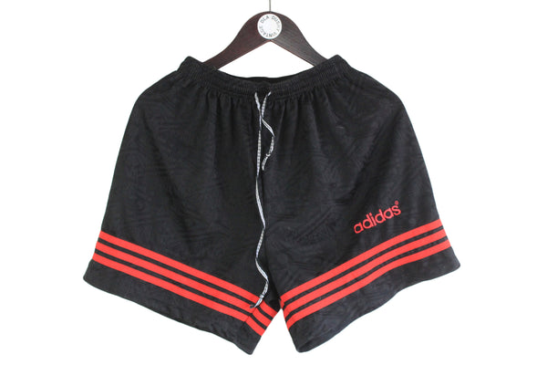 Vintage Adidas Shorts  black red 90s retro style sport classic football shorts