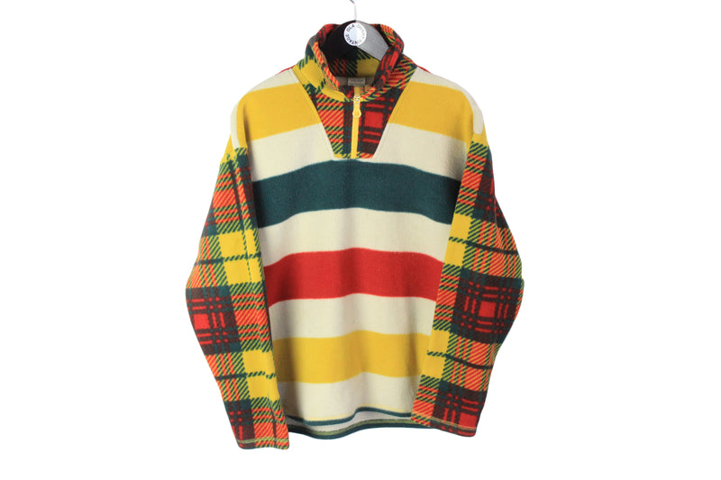 Vintage United Colors Of Benetton Fleece 1/4 Zip Small sweater 90's multicolor jumper