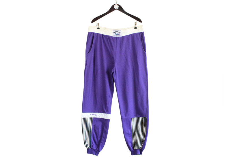 Vintage Reebok Track Pants 90s athletic sport style retro streetwear purple trousers