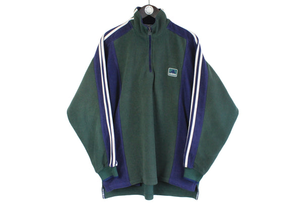 Vintage Adidas Fleece 1/4 Zip small logo green 90s retro sport sweater 