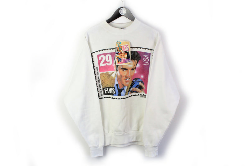 Vintage Elvis Presley New With Tag Sweatshirt XLarge Fruit of the loom 90s white big logo crewneck pullover