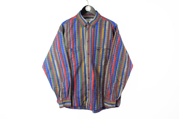 Vintage Missoni Shirt Large multicolor 90s abstract pattern luxury blouse