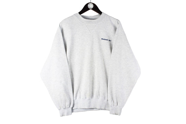 Vintage Reebok Sweatshirt gray small logo 90s retro crewneck sport jumper