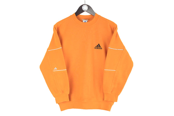 Vintage Adidas Sweatshirt Women's orange bright color small logo 90s crewneck